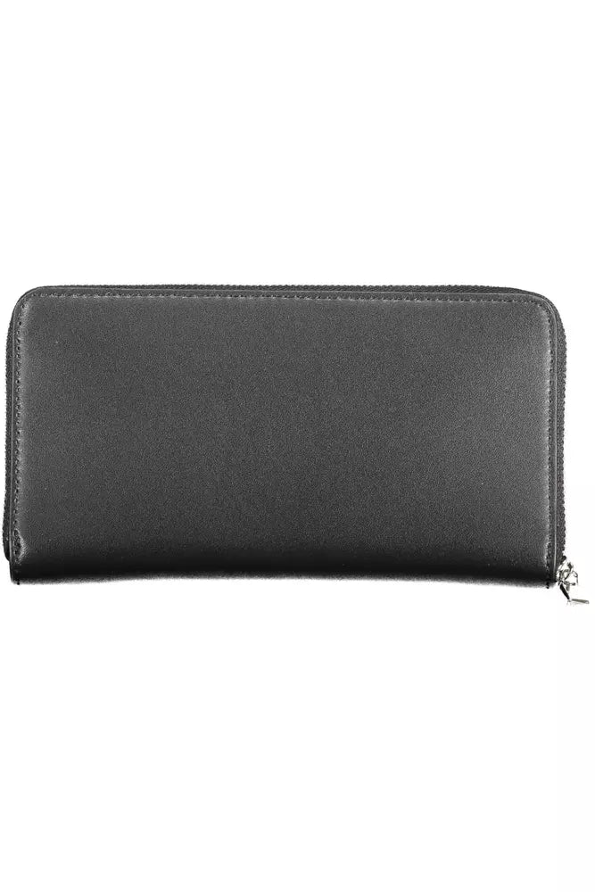 Black zippered wallet from Calvin Klein made of durable polyethylene for women