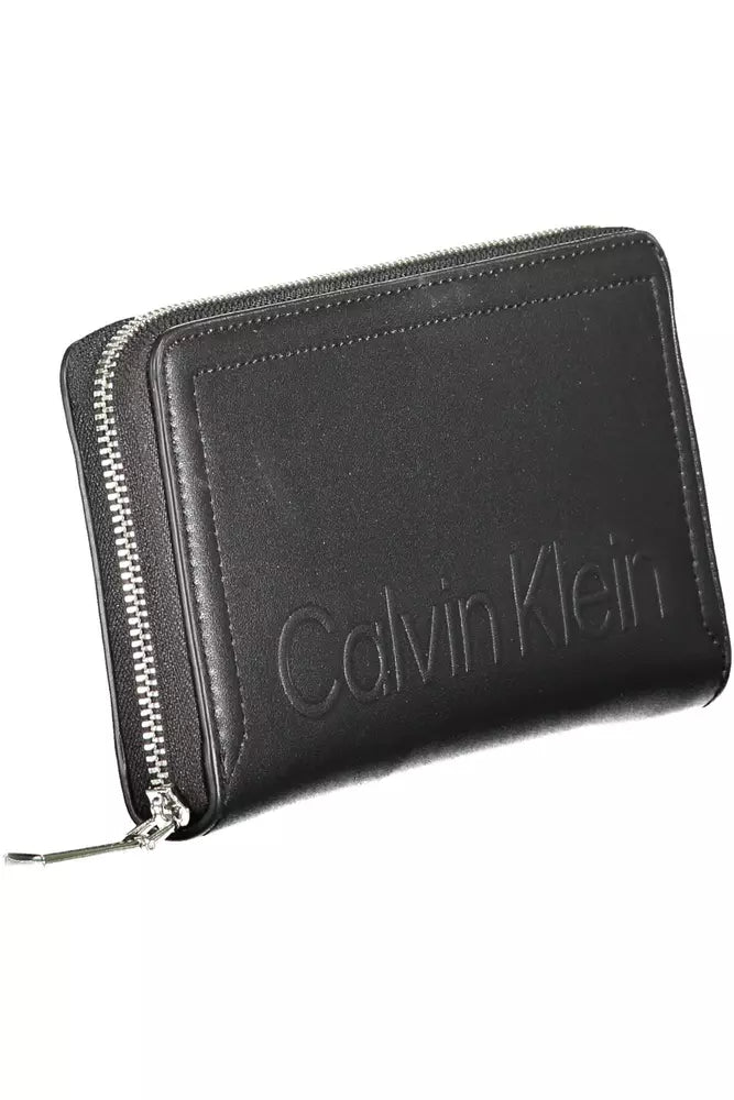 Black Calvin Klein zippered wallet from the Calvin Klein Black Polyethylene Women Wallet collection