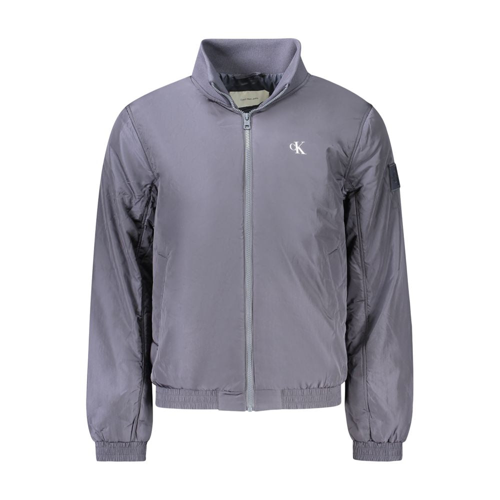 Gray Calvin Klein bomber jacket in a stylish Calvin Klein Blue Polyamide Men Jacket design