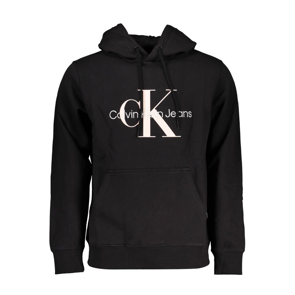 Black Calvin Klein Elegant Hooded Sweater with Contrasting Details showcasing style