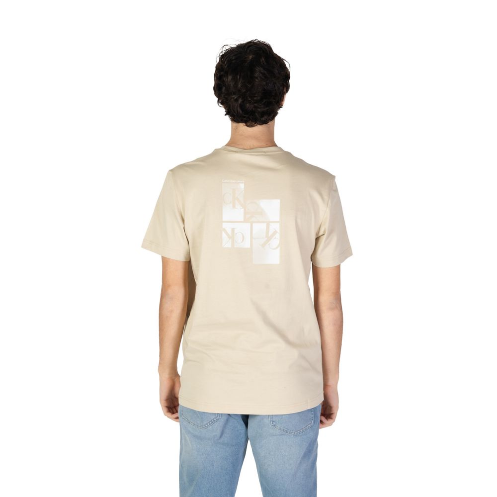 Calvin Klein Jeans Beige Cotton T-Shirt with graphic design for stylish casual wear