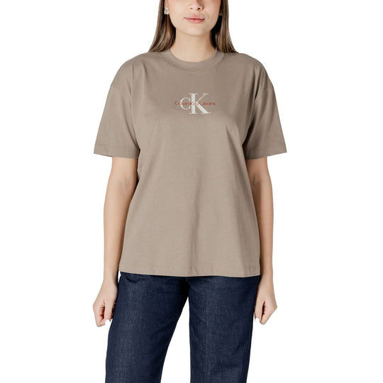 Woman’s taupe Calvin Klein t-shirt from Calvin Klein Jeans Beige Cotton Tops collection