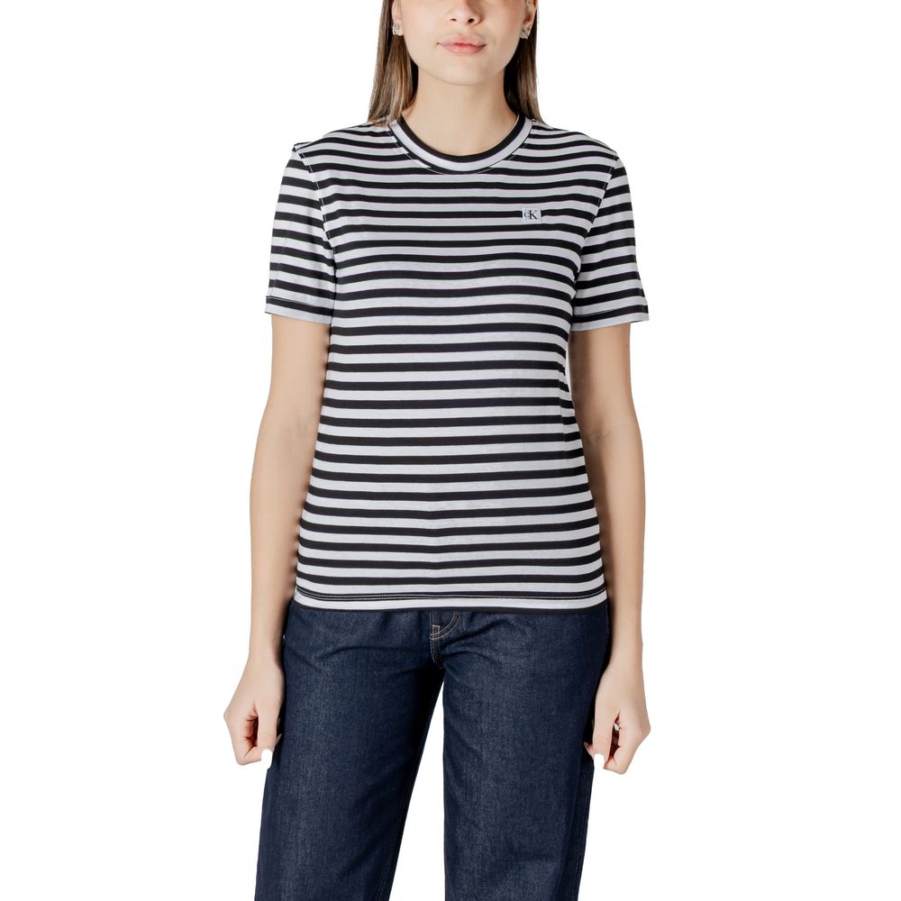 Calvin Klein Jeans Black And White Organic Cotton Tops & T-Shirt