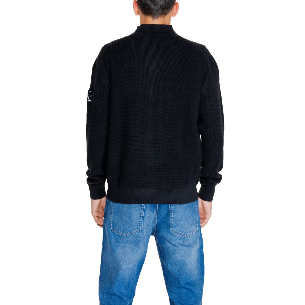 Calvin Klein Jeans black cotton rigenerato cardigan zip-up sweater displayed online