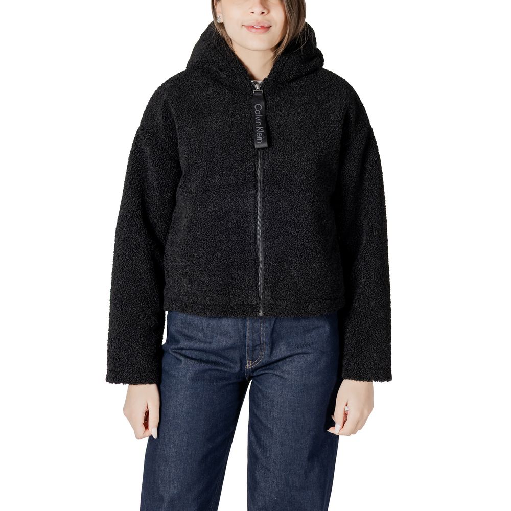 Calvin Klein Jeans Black Hooded Sherpa Jacket from Black Polyester Jackets Collection