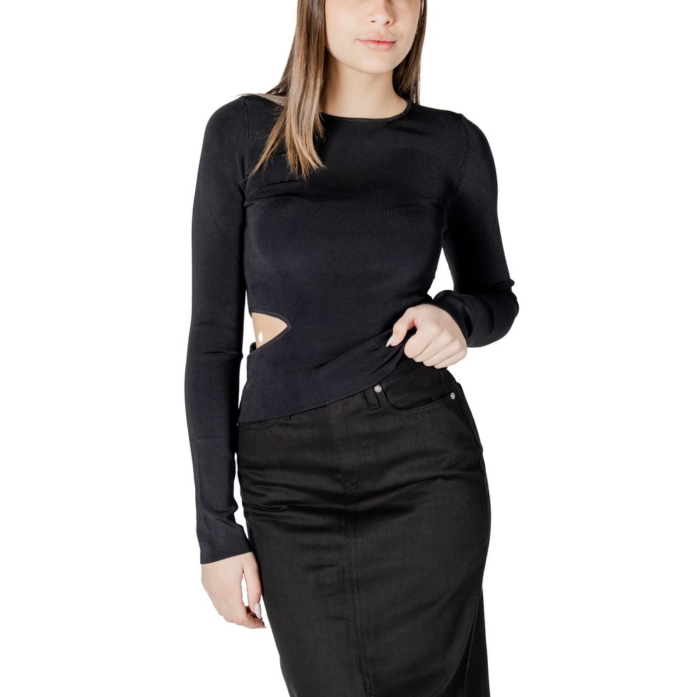 Black long-sleeve cutout top from Calvin Klein Jeans, perfect for stylish casual wear