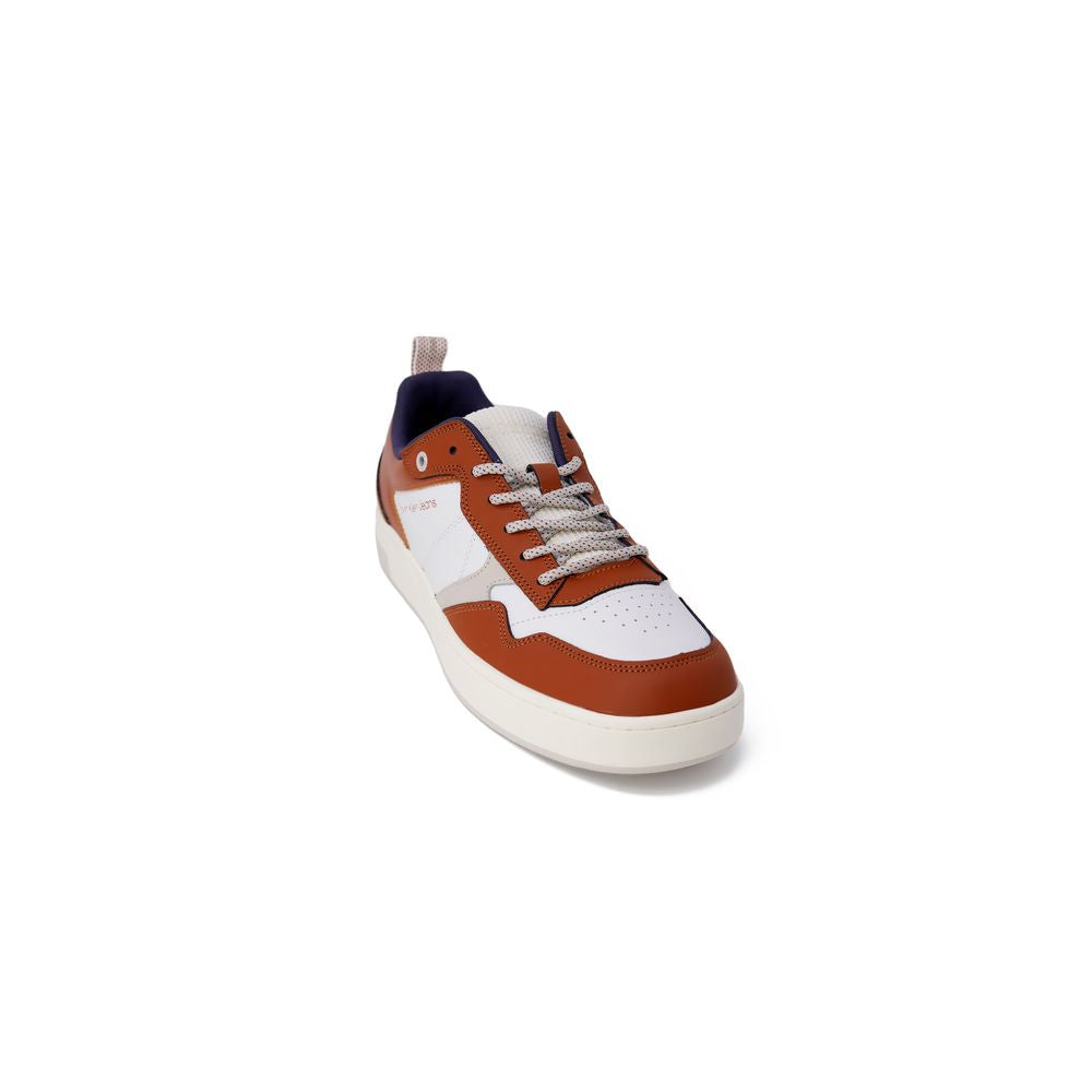 Calvin Klein Jeans Brown Leather Sneaker with stylish brown and white design