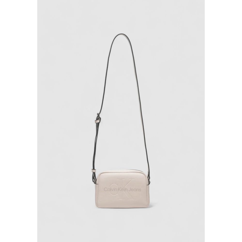 Beige crossbody bag with black strap from Calvin Klein Jeans Pink Polyethylene Handbag