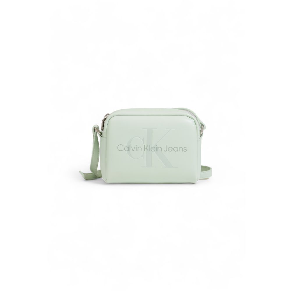 Light green Calvin Klein Jeans crossbody bag with turquoise polyethylene design