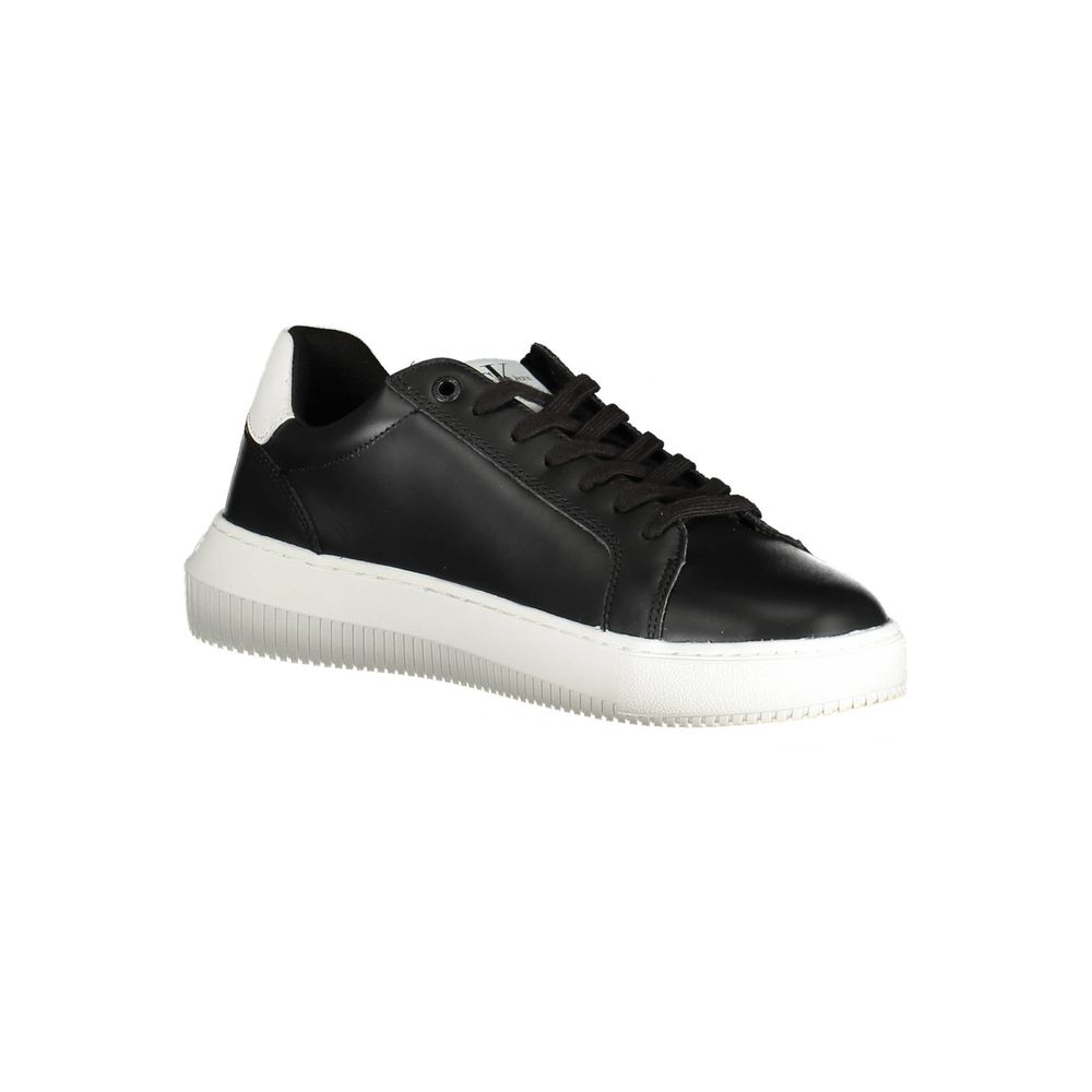 Calvin Klein Sleek Black Lace-Up Sports Sneakers with a stylish white sole