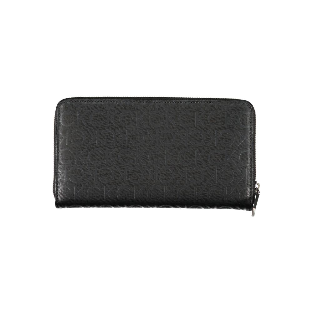 Black zippered wallet from Calvin Klein Sleek Designer Three-Compartment Wallet