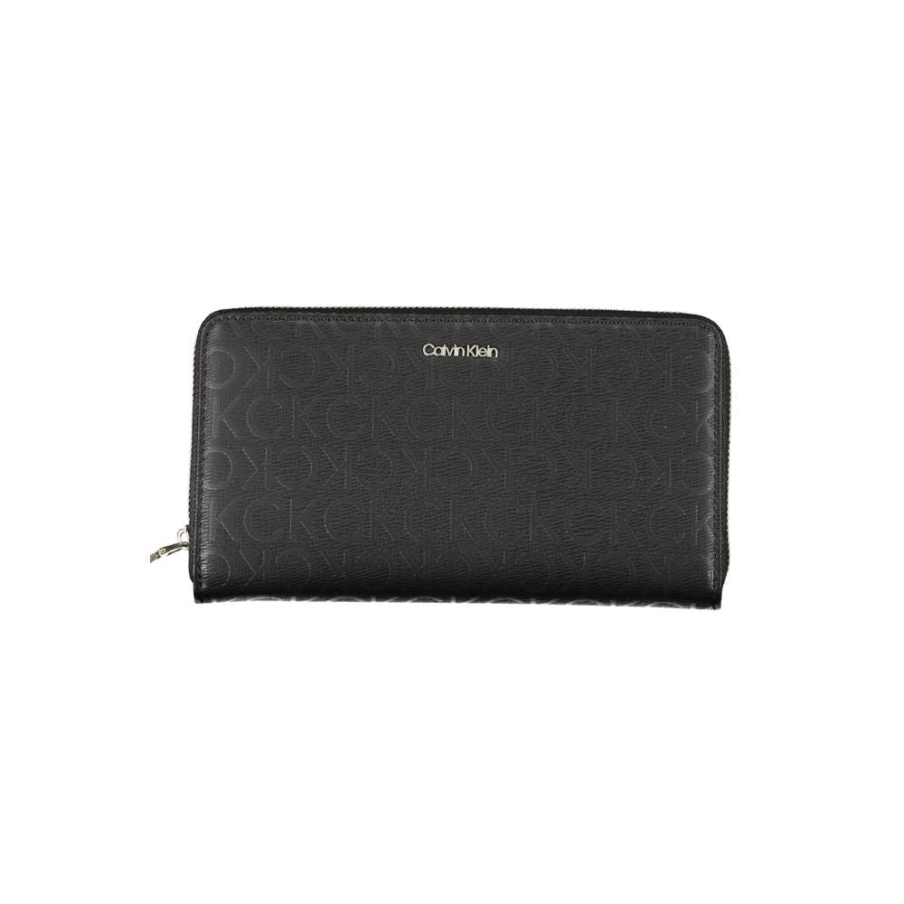 Black zippered wallet from Calvin Klein Sleek Designer Three-Compartment Wallet