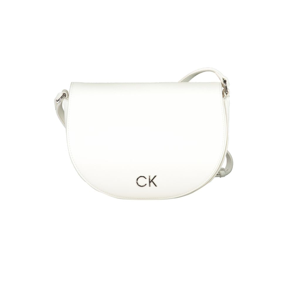 White Calvin Klein Polyethylene Handbag showcasing stylish crossbody design