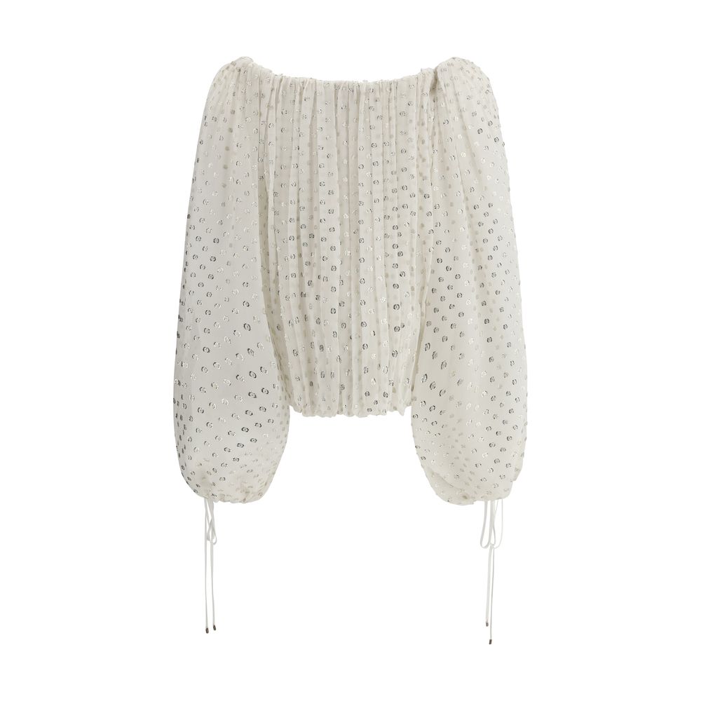 Off-the-shoulder shirt in white with long sleeves by Chloé for a stylish look