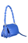 Chic Expandable Blue Handbag with Contrasting Details