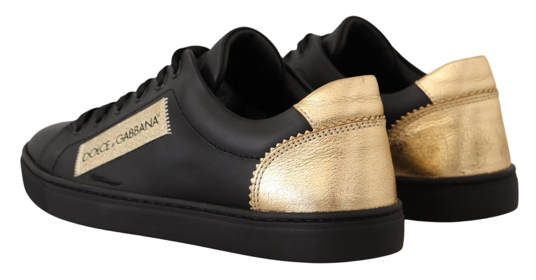 Dolce & Gabbana Chic Black and Gold Low-top Leather Sneakers - EU36/US5.5