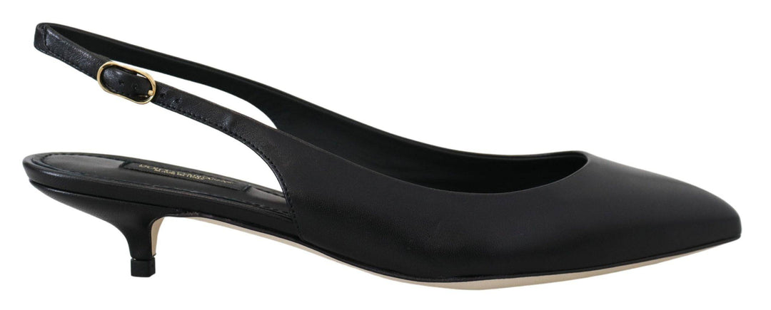 Black leather kitten heel slingback from Gabbana Elegant Black Leather collection