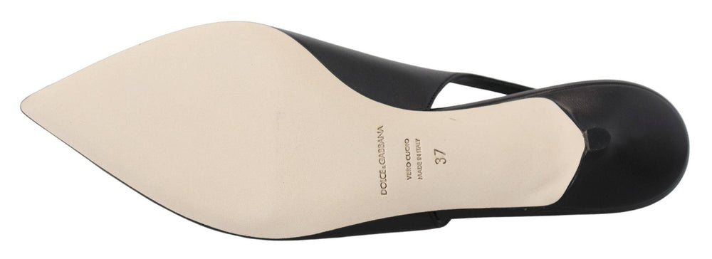 Dolce & Gabbana Elegant Black Leather Slingback Pumps showcasing stylish black leather design