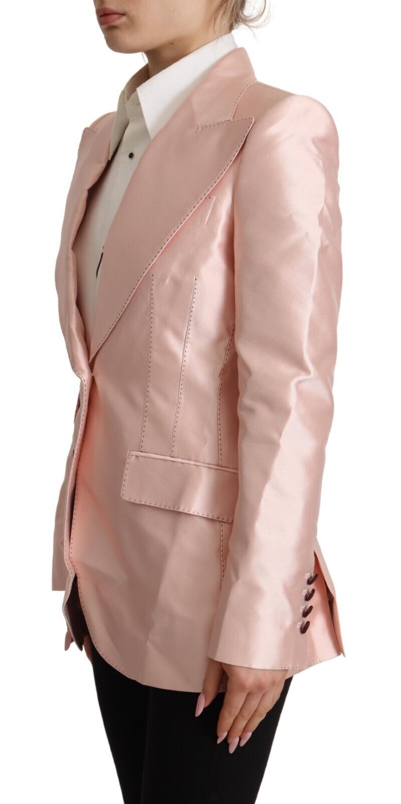 Dolce & Gabbana Elegant Pink Silk Blazer Jacket - IT36 | XS