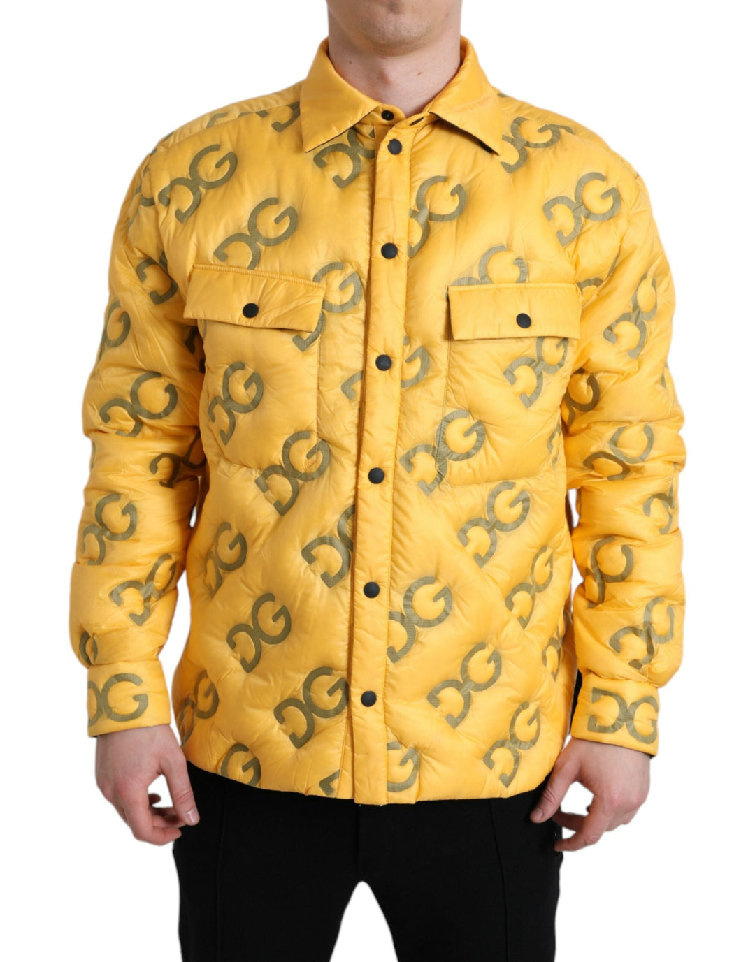 Yellow quilted Dolce & Gabbana Elegant Yellow Padded Blouson Jacket for stylish outfits