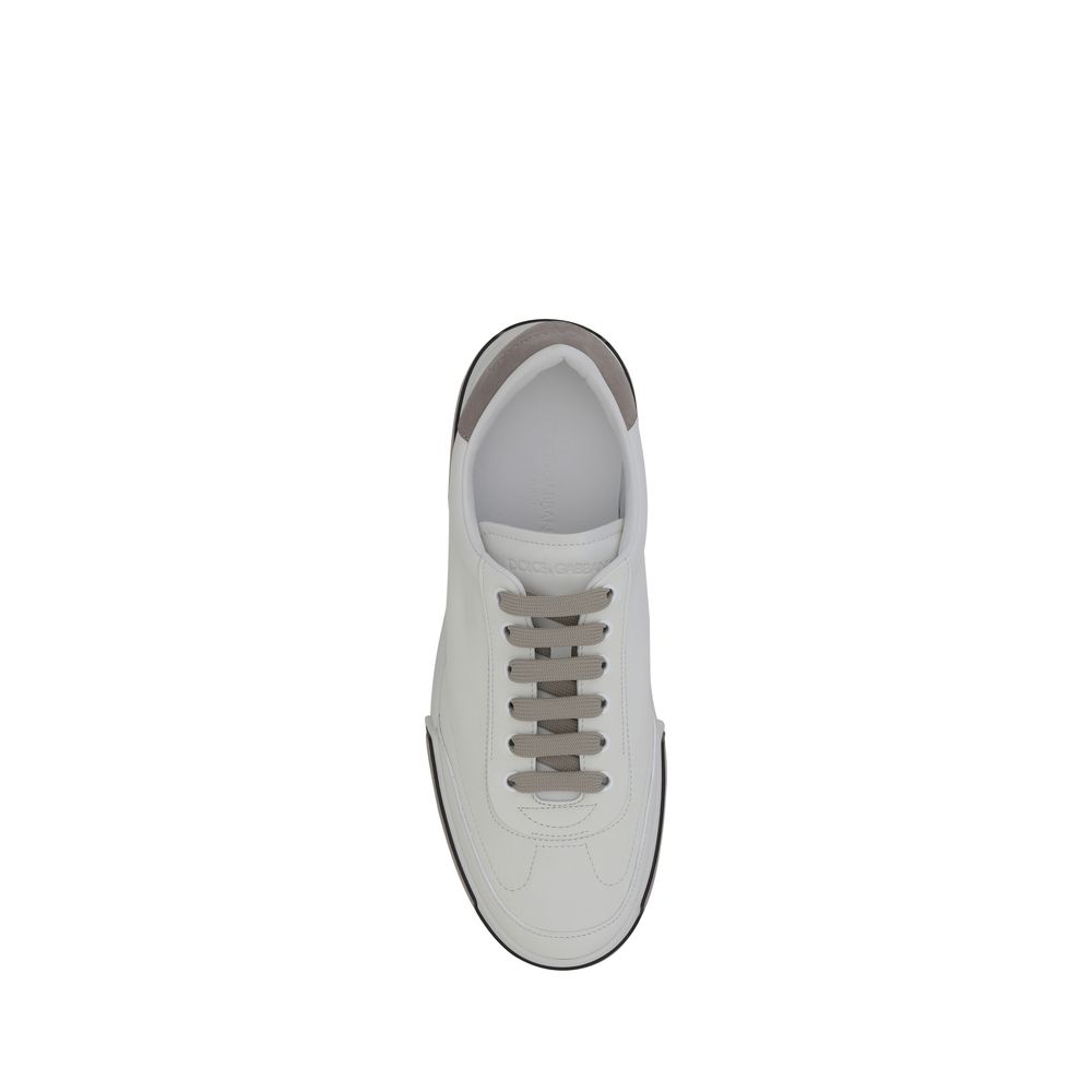 White leather sneaker with gray laces from Dolce & Gabbana Leather Sneakers collection