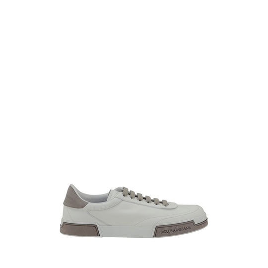 White and gray low-top Gabbana leather sneakers for stylish casual wear