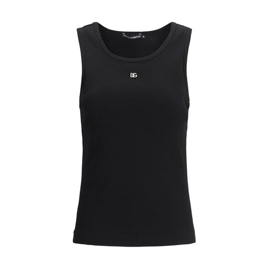 Black sleeveless Dolce & Gabbana ribbed top showcasing stylish design and versatile wear