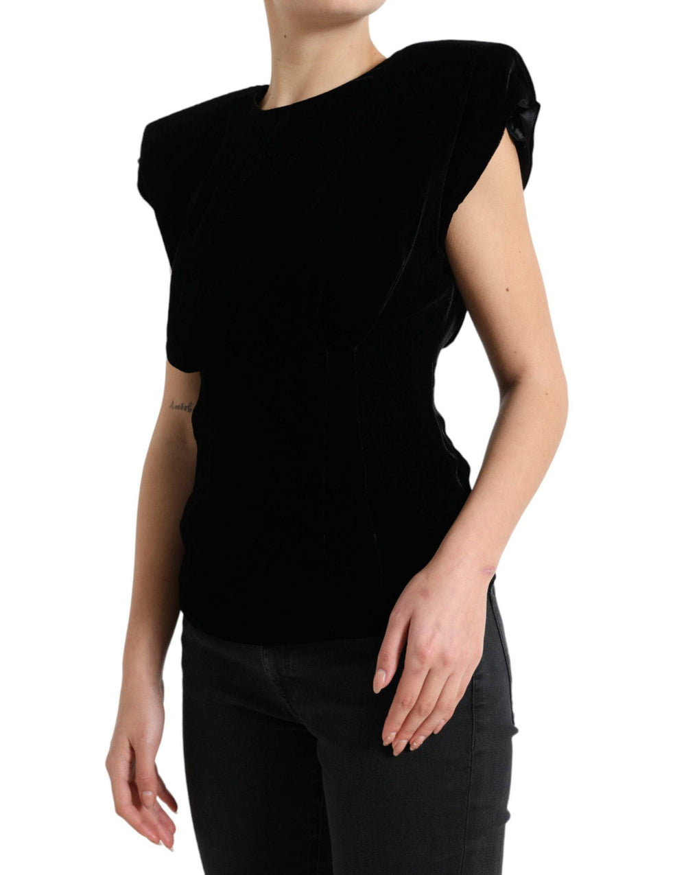 Dolce & Gabbana Velvet Exaggerated Shoulder Top - IT40|S