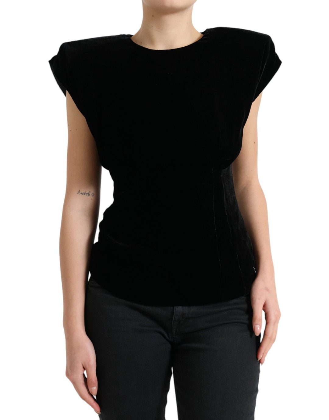 Dolce & Gabbana Velvet Exaggerated Shoulder Top - IT40|S