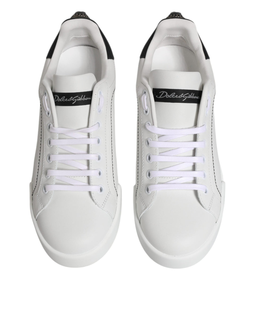 Pair of Dolce & Gabbana White Black Portofino Low sneakers for stylish comfort