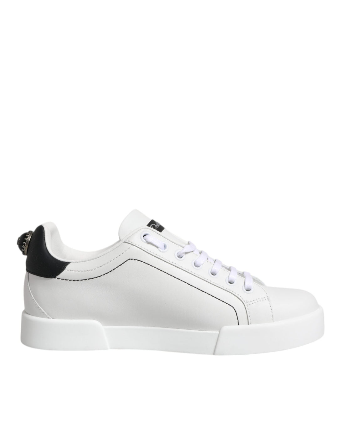 White leather sneaker with black heel from Dolce & Gabbana White Black Portofino collection