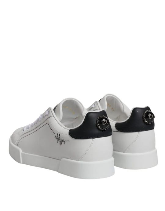 White leather sneakers with black heel caps in Dolce & Gabbana White Black Portofino