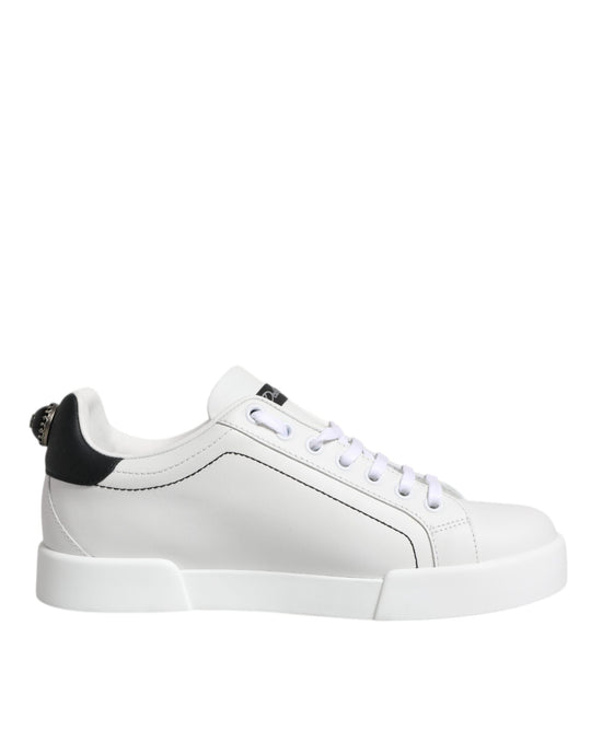 White leather sneaker with black heel from Gabbana White Black Portofino collection