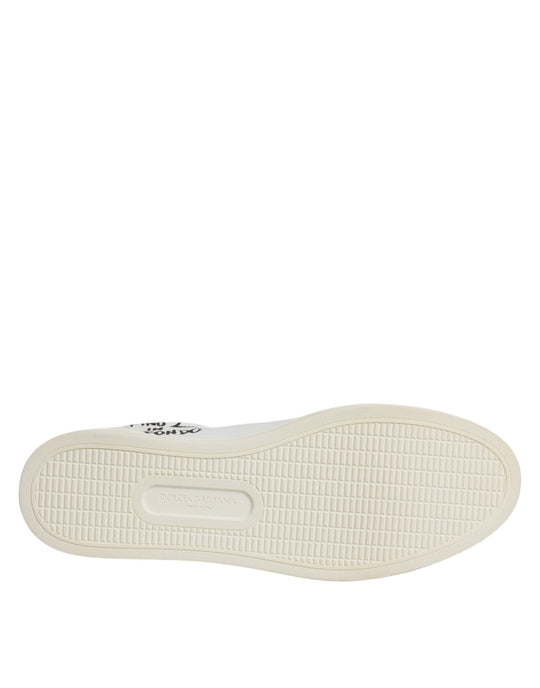 White sneaker sole of Dolce & Gabbana White Leather Milano Low Top Sneakers Shoes