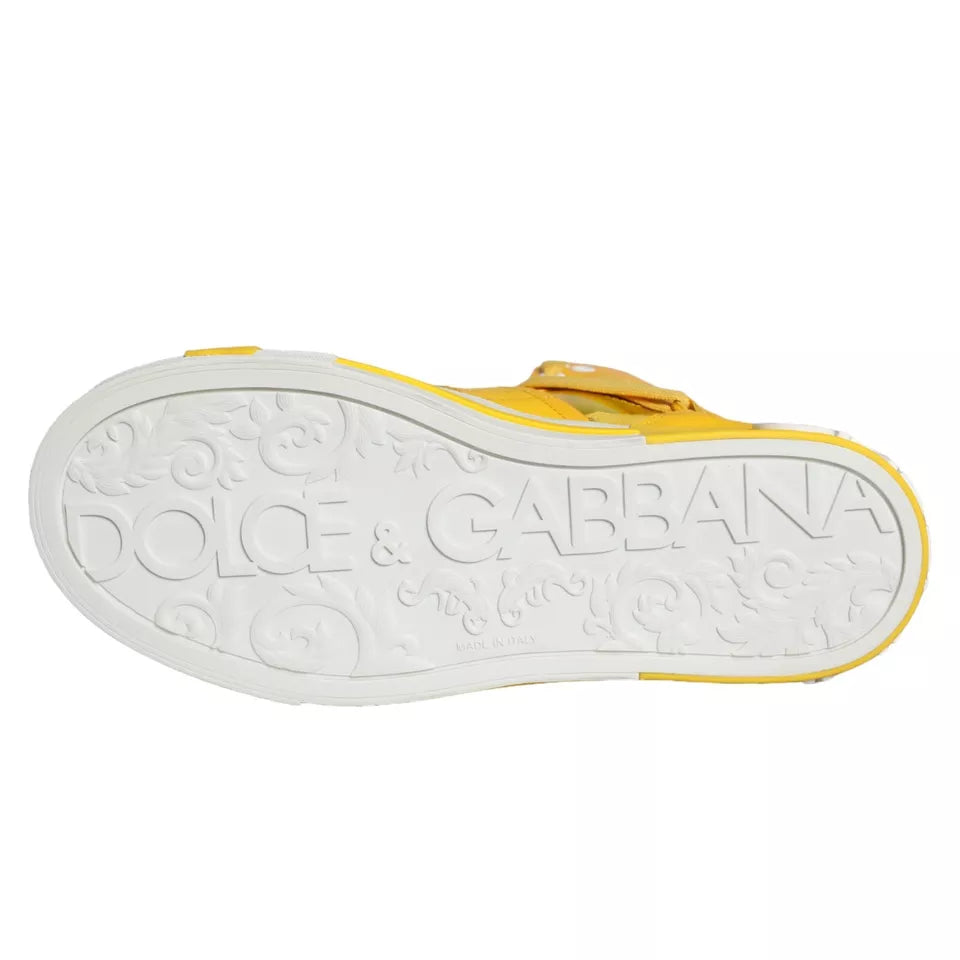 Yellow Dolce & Gabbana sandal sole for Yellow White Leather High Top Sneakers Shoes