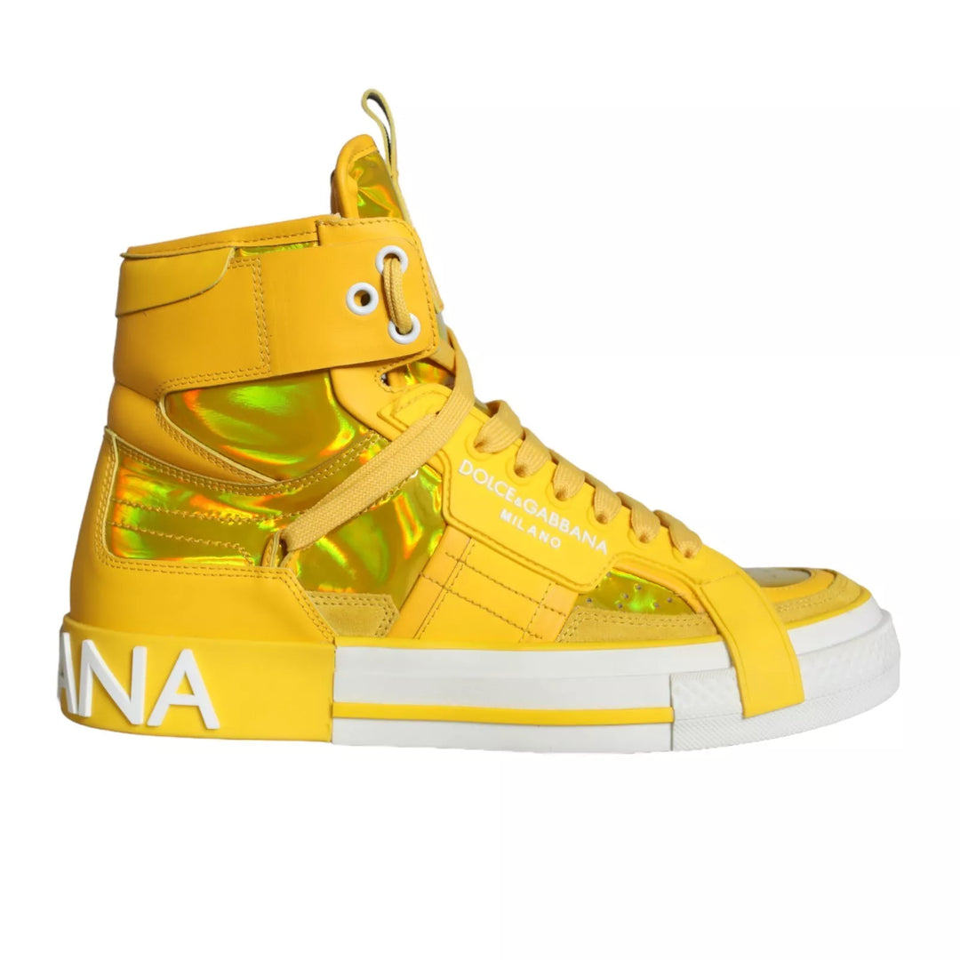 Yellow high-top sneakers from Dolce & Gabbana in yellow white leather