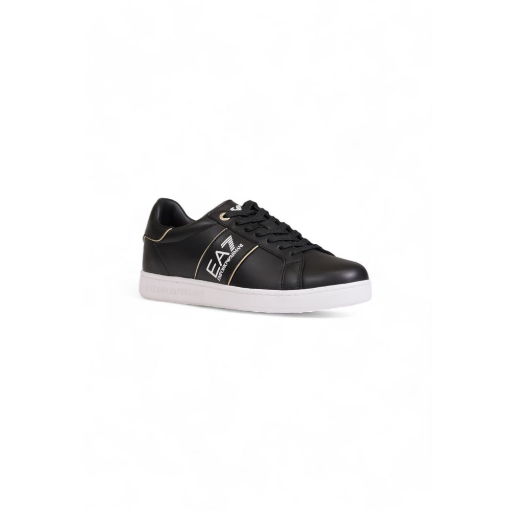 Black leather sneaker with white sole from EA7 Emporio Armani Bicolor Leather collection