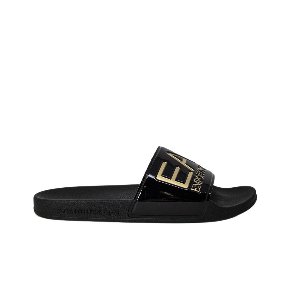 Black slide sandal from EA7 Emporio Armani Gold Polyethylene Sandal collection