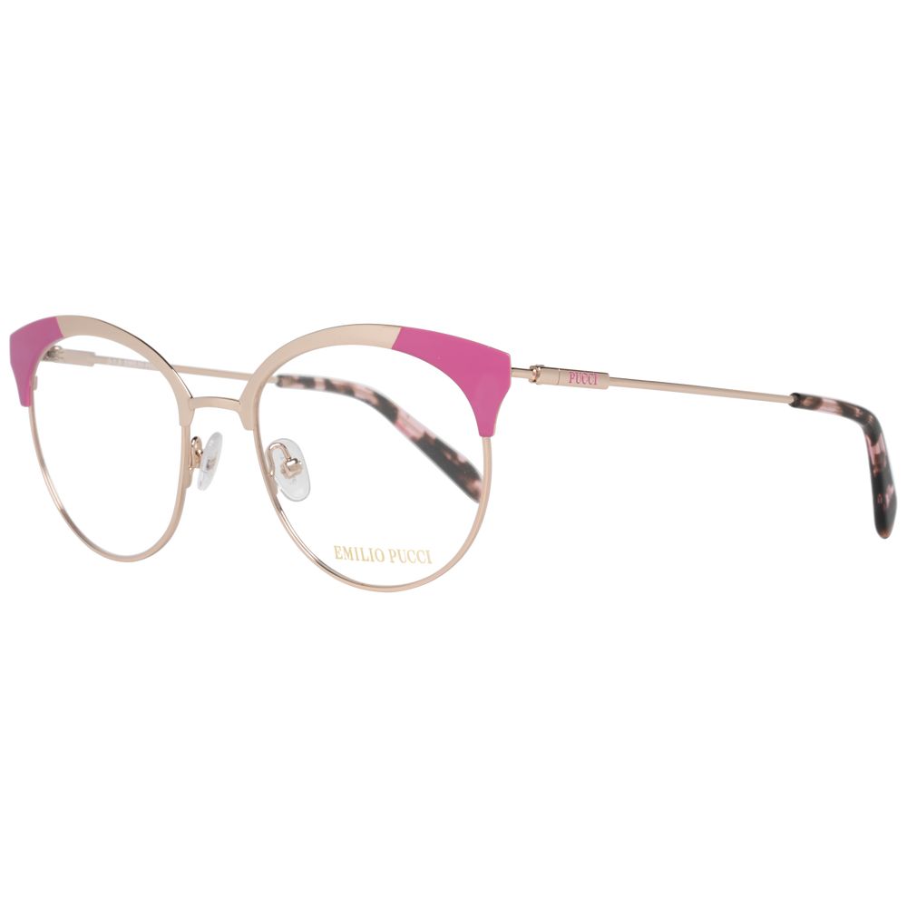 Round eyeglasses with pink accents in Emilio Pucci Gold Women Optical Frames