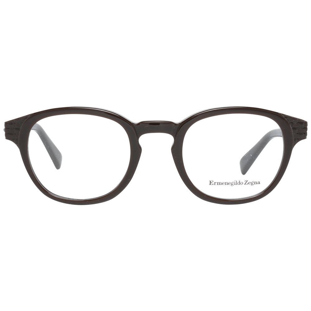 Round dark-rimmed Ermenegildo Zegna Brown Men optical frames for stylish vision