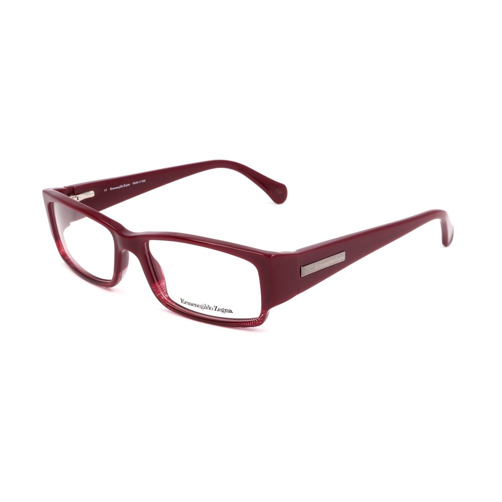 Burgundy rectangular eyeglasses by Ermenegildo Zegna Red Plastic Frames with lens bridge temple