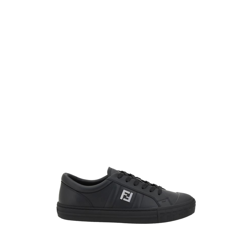 Black leather Fendi Domino Sneakers showcasing stylish and modern sneaker design