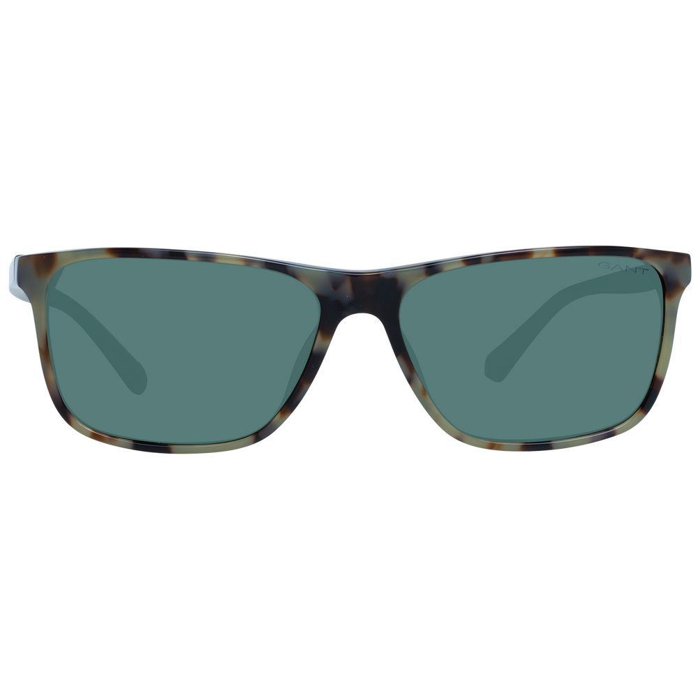 Tortoiseshell-framed Gant Brown Unisex Sunglasses with green plastic lenses