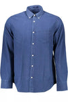 Blue Cotton Regular Fit Men's Shirt