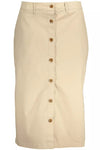 Chic Beige Longuette Skirt with Classic Button Detail