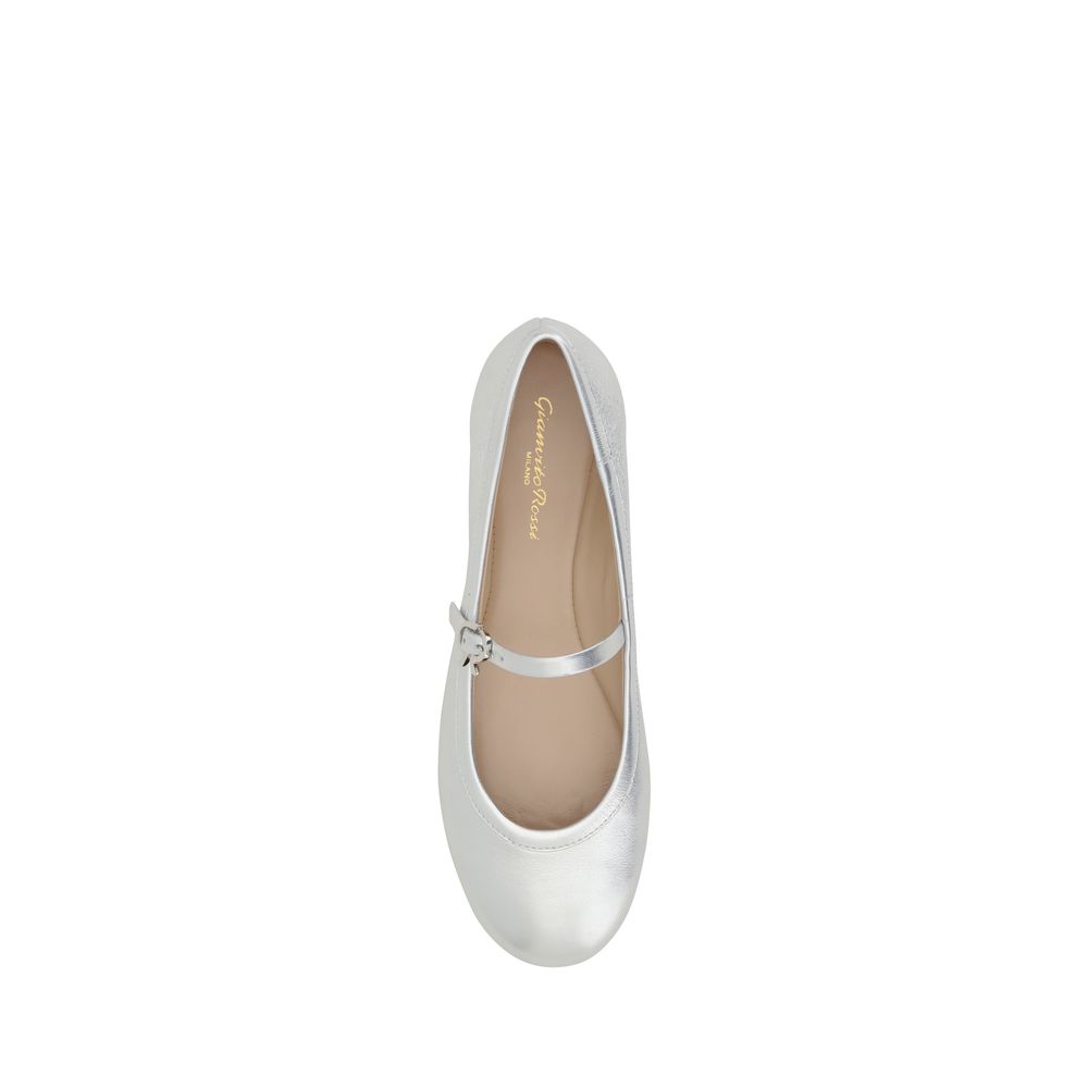 Silver Mary Jane ballet flat from Gianvito Rossi Carla Ballerinas collection