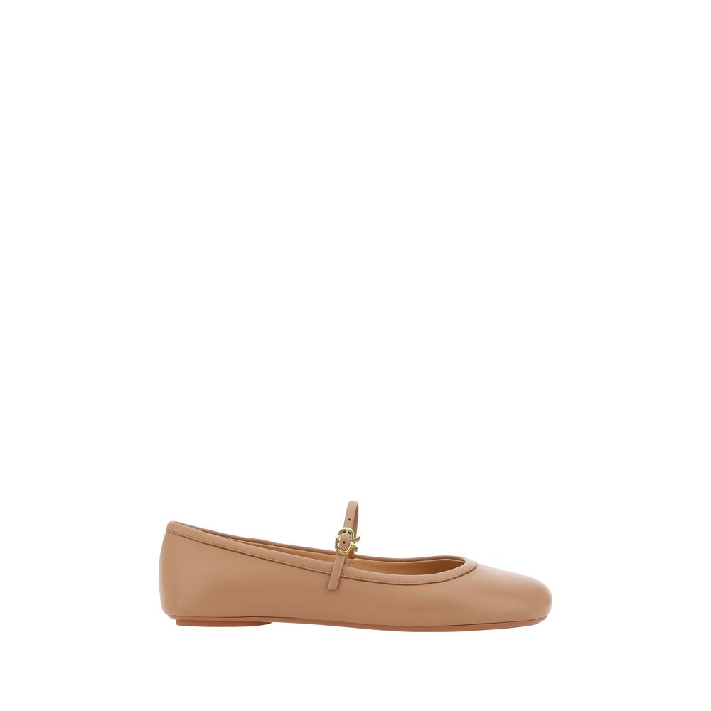 Tan leather Gianvito Rossi Carla Ballerinas with ankle strap for stylish comfort