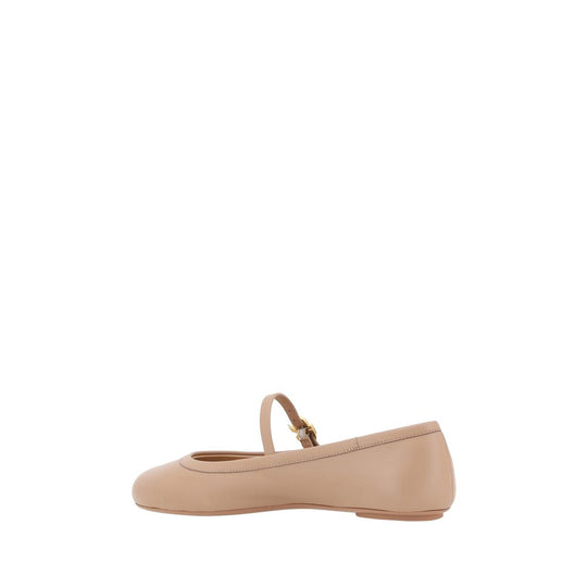 Beige leather Mary Jane flat from Gianvito Rossi Carla Ballerinas collection