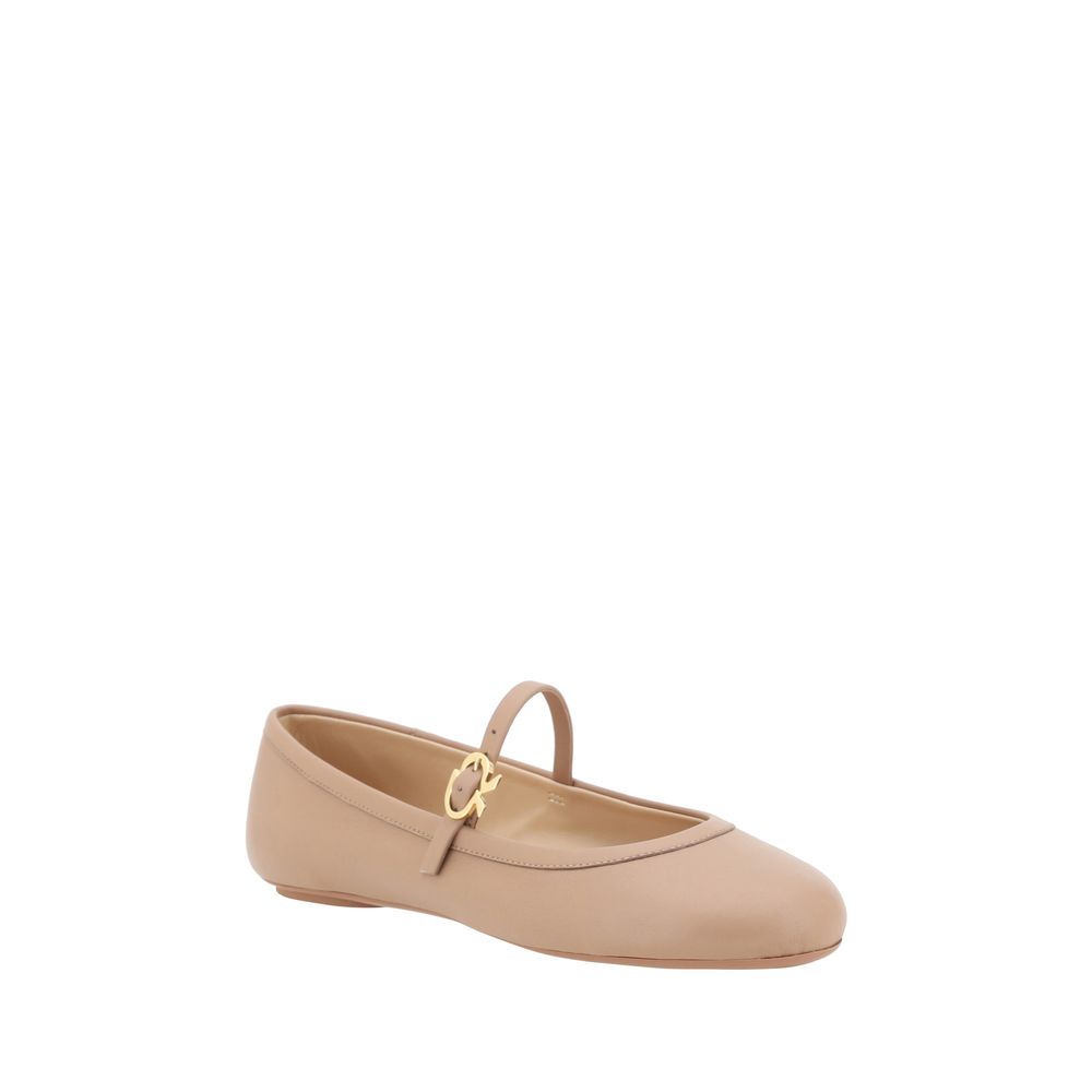 Beige leather Mary Jane flats from Gianvito Rossi Carla Ballerinas collection