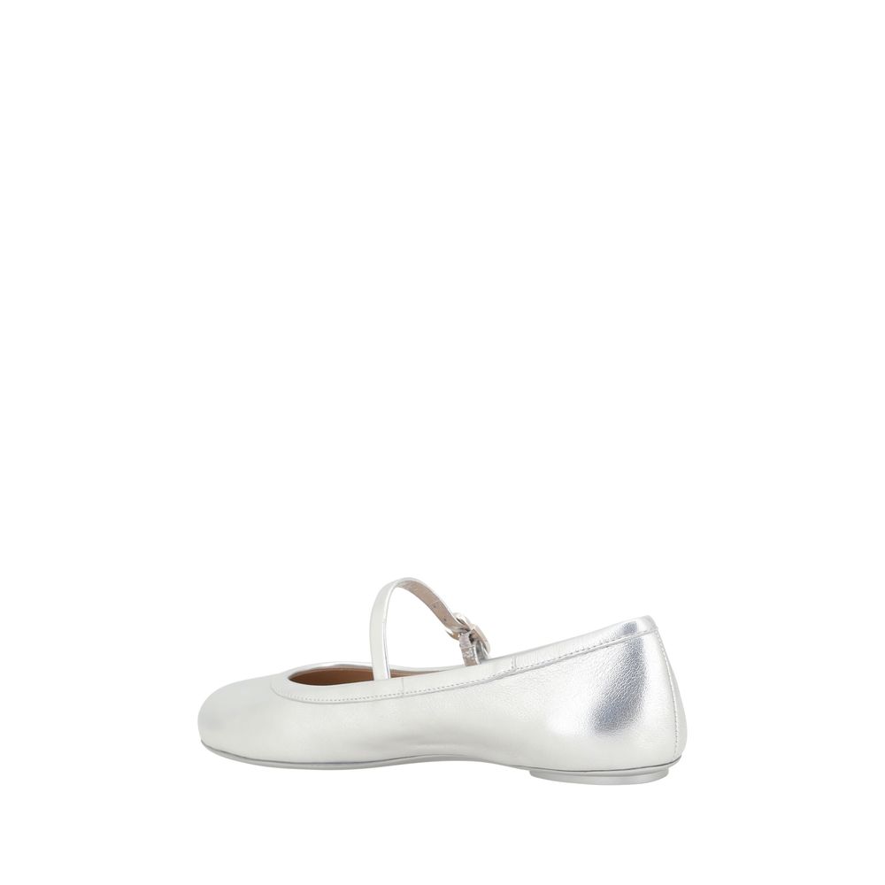 Silver Mary Jane ballet flat from Gianvito Rossi Carla Ballerinas collection